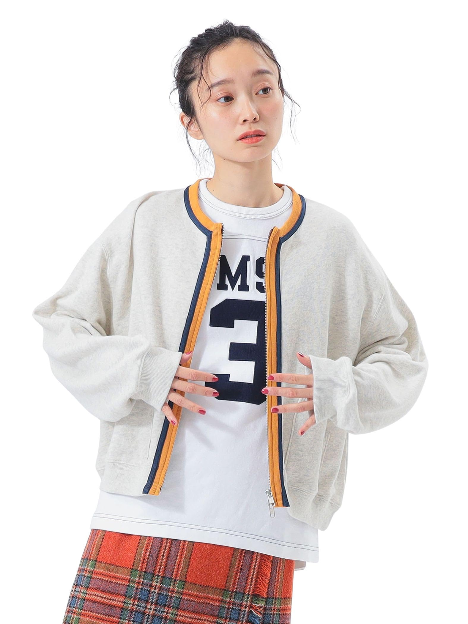 

Beams Boy Women s Oatmeal Three-Tone Sweatshirt Cardigan, One Size