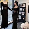 2026 Spring Women's Sexy Mesh Splice Long Dress: Slim Waist-Cinching, Hip-Hugging Design
