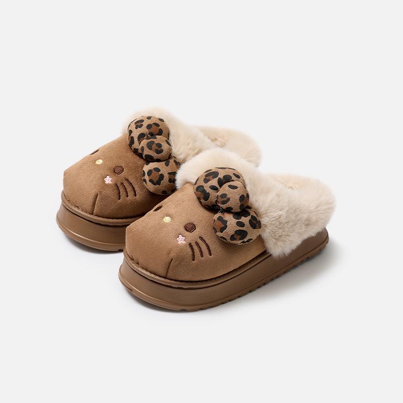 Genuine Sanrio Cartoon Furry Slippers - Women's Non-Slip Warm Winter Indoor Slippers with Plush Cotton and Velvet