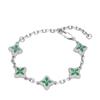 Vintage Antique Light Luxury Thousand Gold Feeling Emerald Pink Diamond Four-Leaf Clover Bracelet High-End Exquisite Design Jewelry