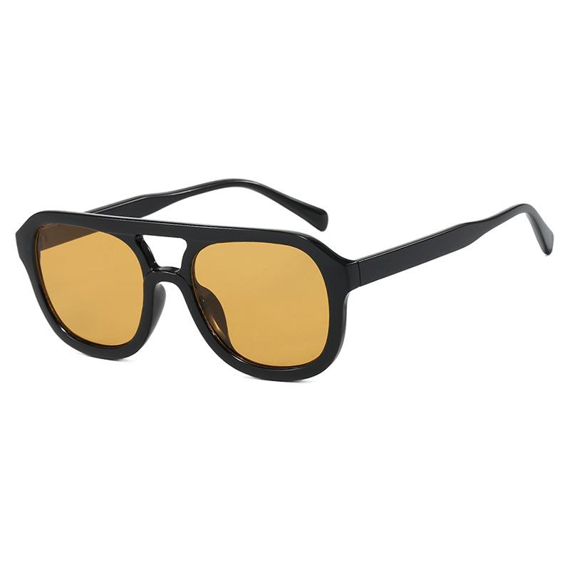  Double Bridges Square Women Sunglasses Fashion Black Orange Frame Men Retro Punk Sun Glasses Shades UV400