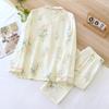 New Japanese Women's Pajama Set Spring/Summer 100% Cotton Long Sleeved Pants Loose Size Fresh Home Furnishing Set Ladies