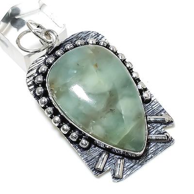 Natural Aquamarine Gemstone Handmade 925 Sterling Silver Pendant 2.56" z5Y42
