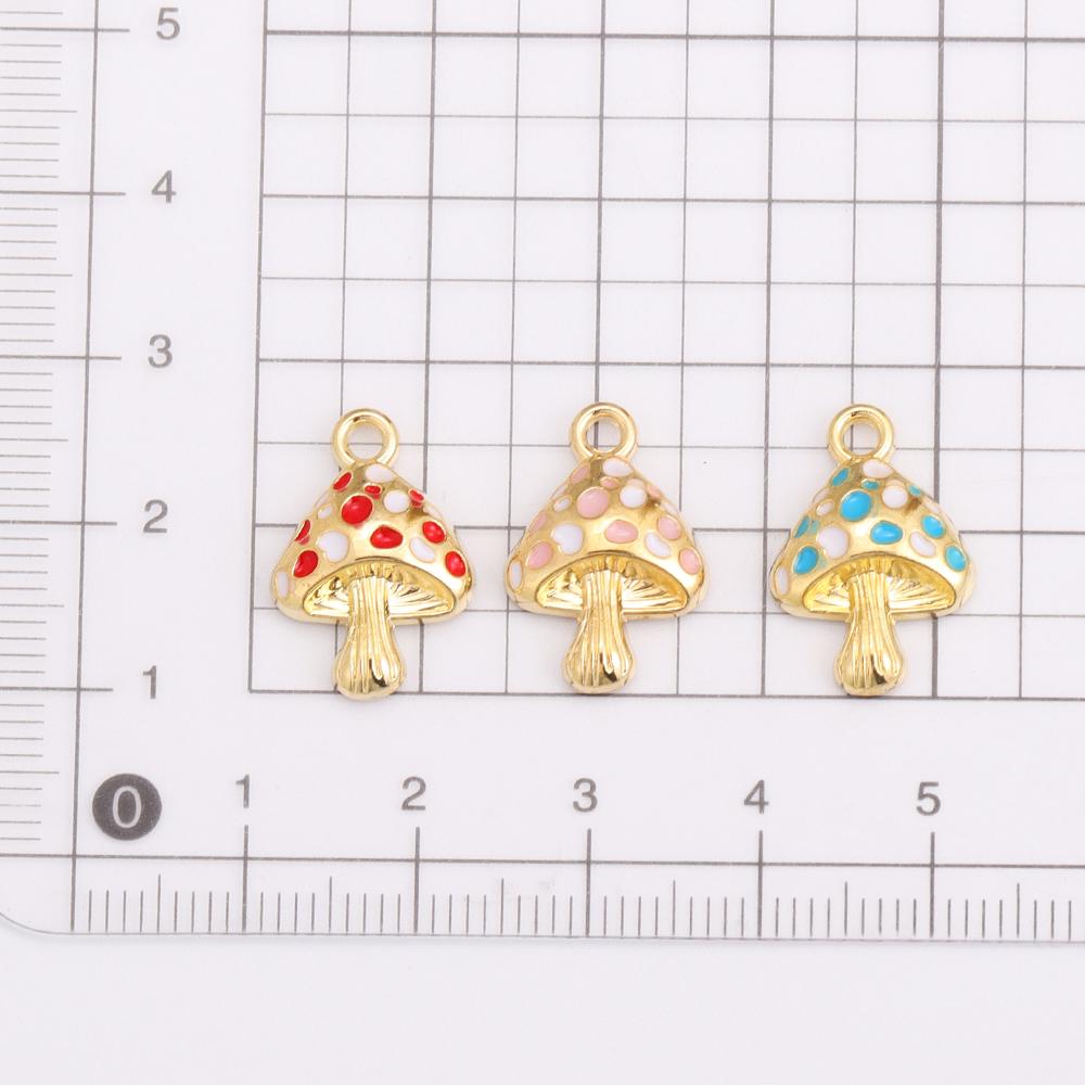 10Pcs Colorful Cute Enamel Red Mushroom Alloy Pendant for Women's Earrings Bracelet Jewelry Made of Charm DIY Necklace Ornaments
