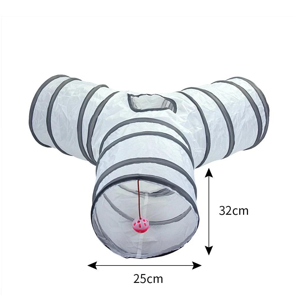 White Cat Tunnel Indoor Play Tube Fun Tunnel for Cats Small Pets Collapsible Muliti-Way with Play Ball Interactive Pet Playhouse