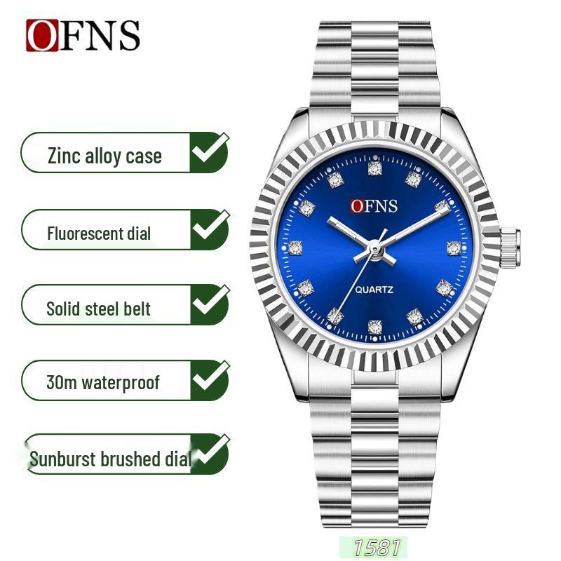 OFNS Classic Women's High-End Casual Luxury Quartz Wristwatch, Roman Numeral, Stud Design, Business-Commuting, Waterproof.