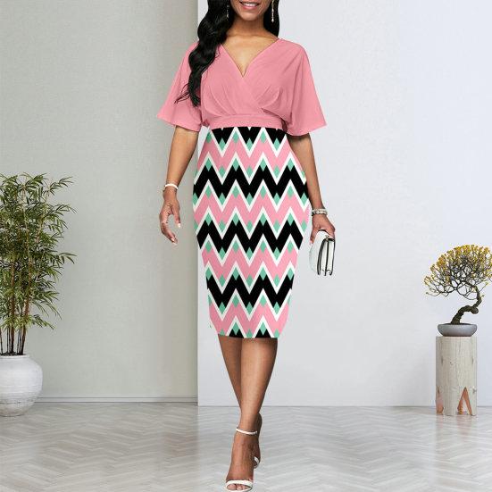 

Женское платье с принтом, v-образным вырезом, обнимающим бедра, офисное женское платье, удобное женское платье