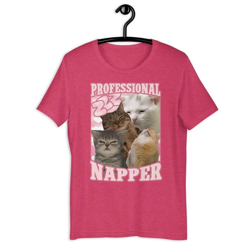 Professional Napper Funny Cat Meme T-shirt Gift for Her Goofy Ahh Tshirt Sleeping T-shirt Ironic Cats Shirt Retro Vintage Unisex