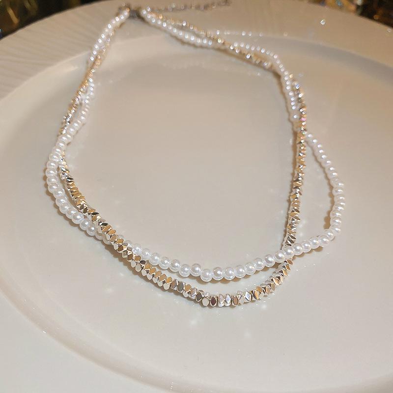 French retro artificial opal love flower pearl necklace collarbone chain Korean necklace women