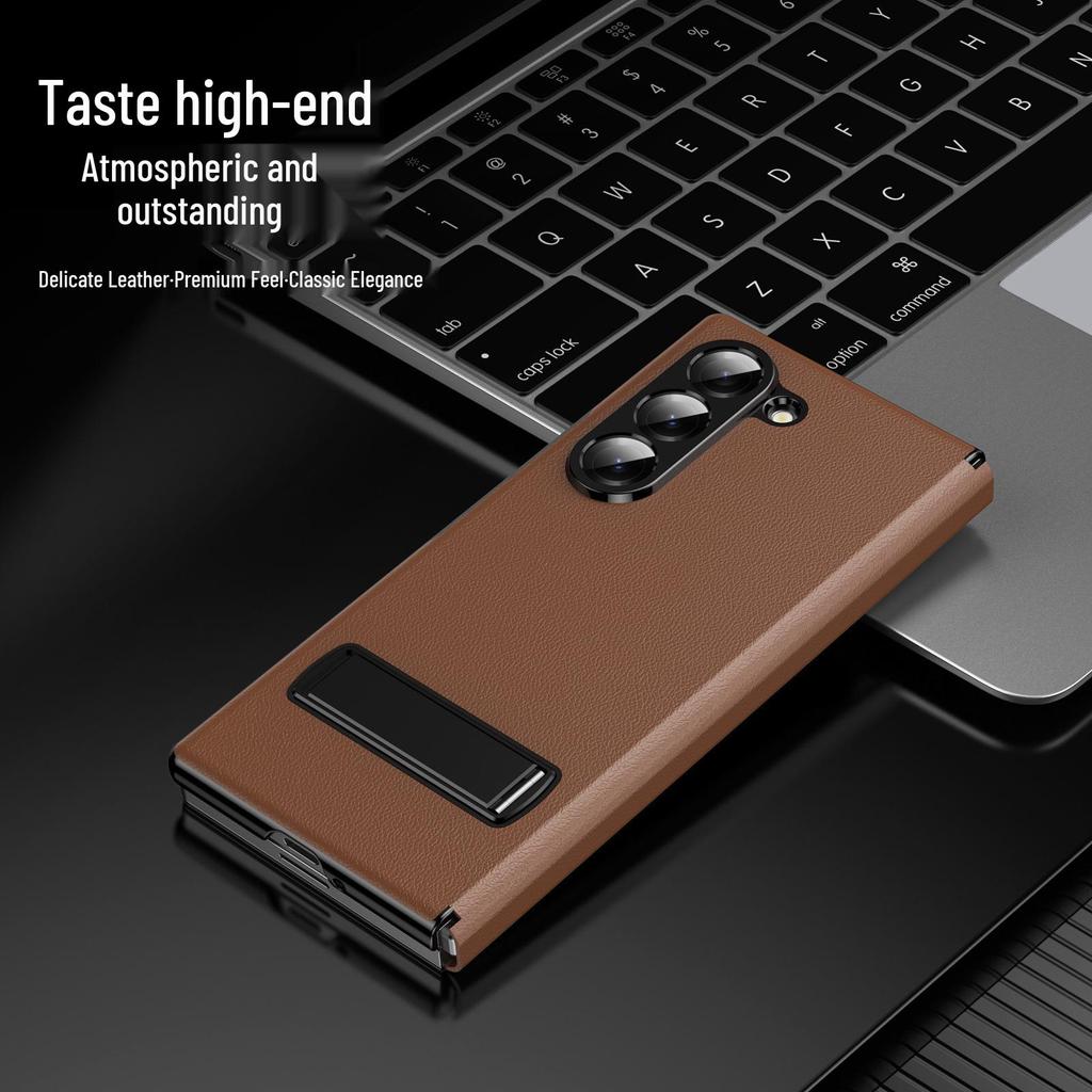 Capa Samsung Z Fold7 de Couro com Suporte Flip para Fold6/5/4/3 - À Prova de Queda, Protetora, Compatível com Comércio Eletrônico Transfronteiriço