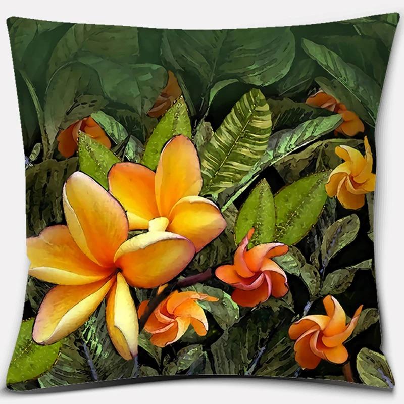 Beautiful Flower Pattern Pillowcase Square Car Sofa Cushion Pillowcase