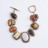 Personality Geometry Colored Metal Stone Bracelets Women Fashion Golden  Hollow Link Charm Bracelets Party Jewerly Gifts