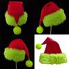 Adult Christmas Santa Hat with Green Brim New Year Party Cosplay Accessories
