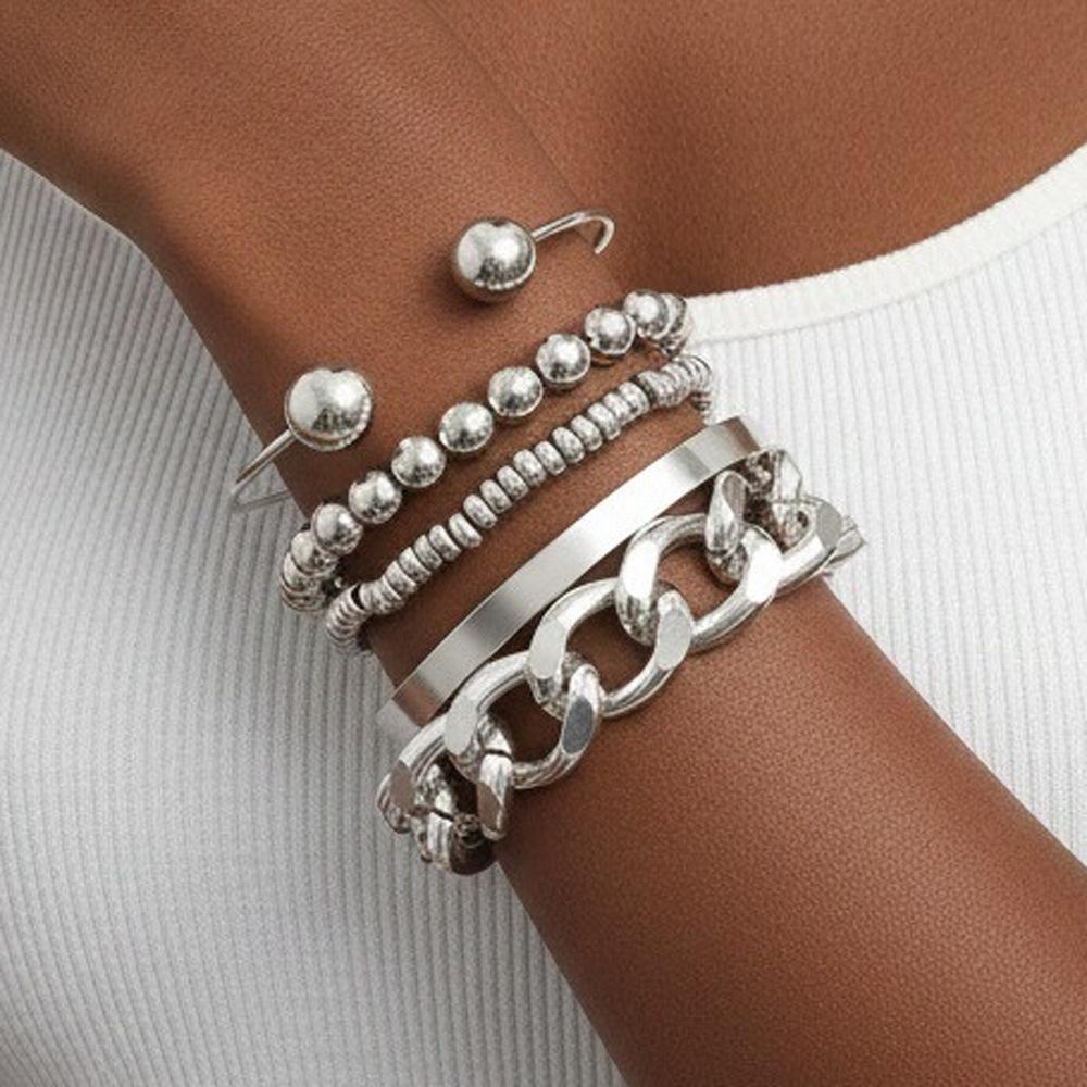 Vintage Mehrschichtiges Kettenarmband Set für Damen – Trendiger Europäischer Stil, Retro Minimalistischer Handschmuck, Grenzüberschreitende Heißverkauf Accessoires