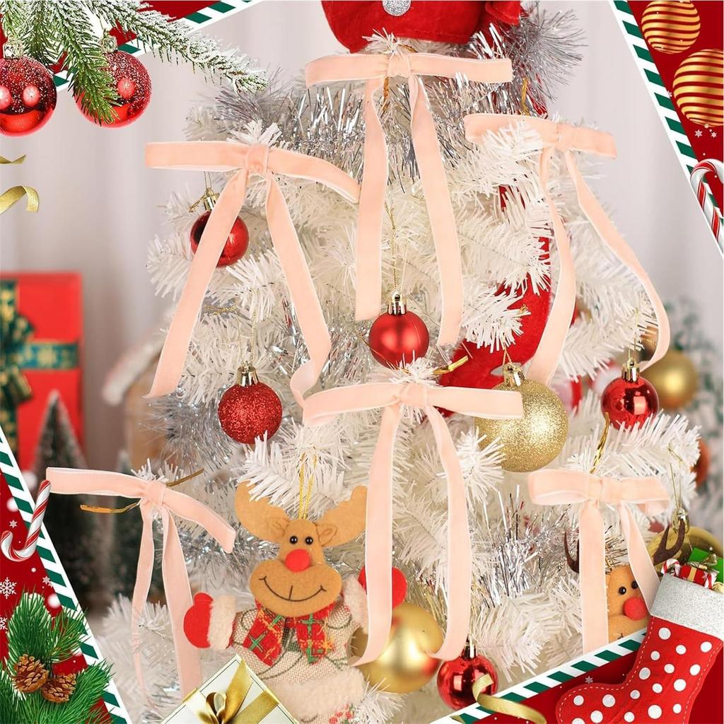 Velvet Red Bows 12X Christmas Velvet Bows Portable Velvet Christmas Tree Bows for Tree Front Door Fireplace Stairs and Garland