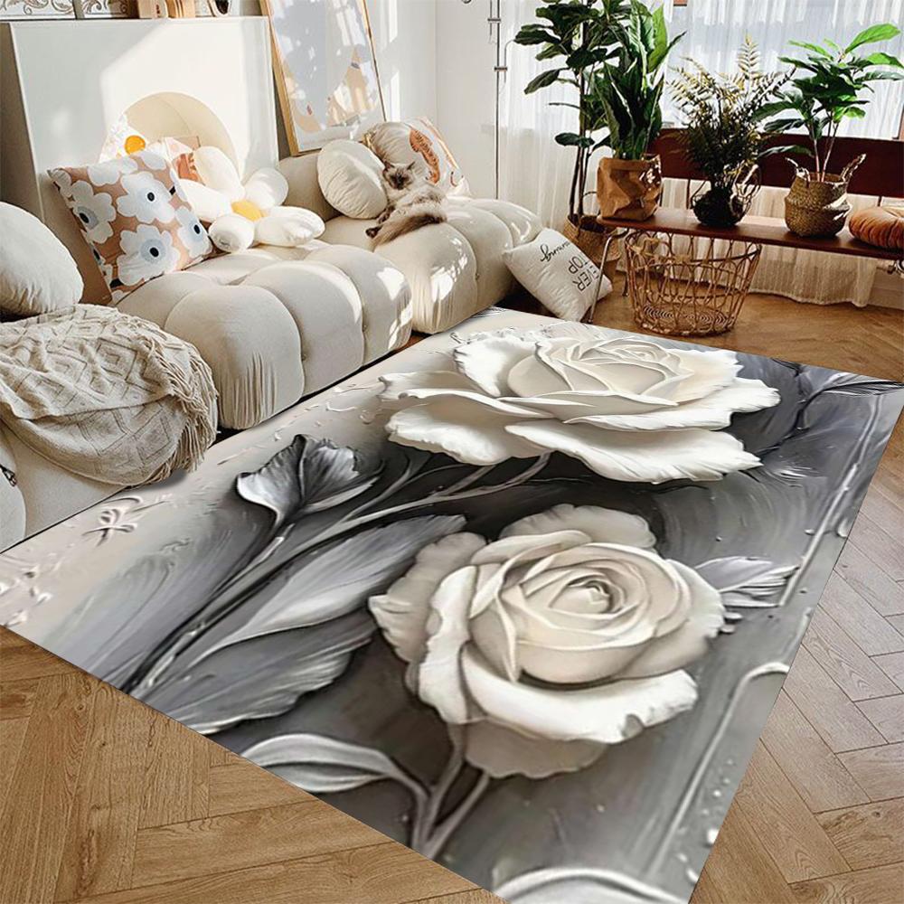 1PC Area Rug Carpet Soft Non Slip Blue Butterfly Daisy Floral Floor Mat for Bedroom Living Room Kids Room Home Decor