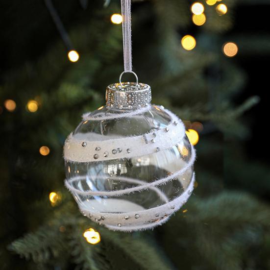 Christmas Ball Ornament Faux Pearls Tree Decoration Festive Hanging Baubles with Rope Home Store Decor