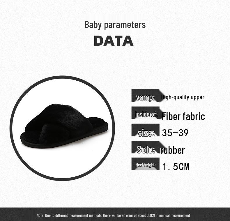 Women's Cozy Cross Fluffy Slippers for Autumn/Winter - Indoor Flat-Bottom Slippers for Home