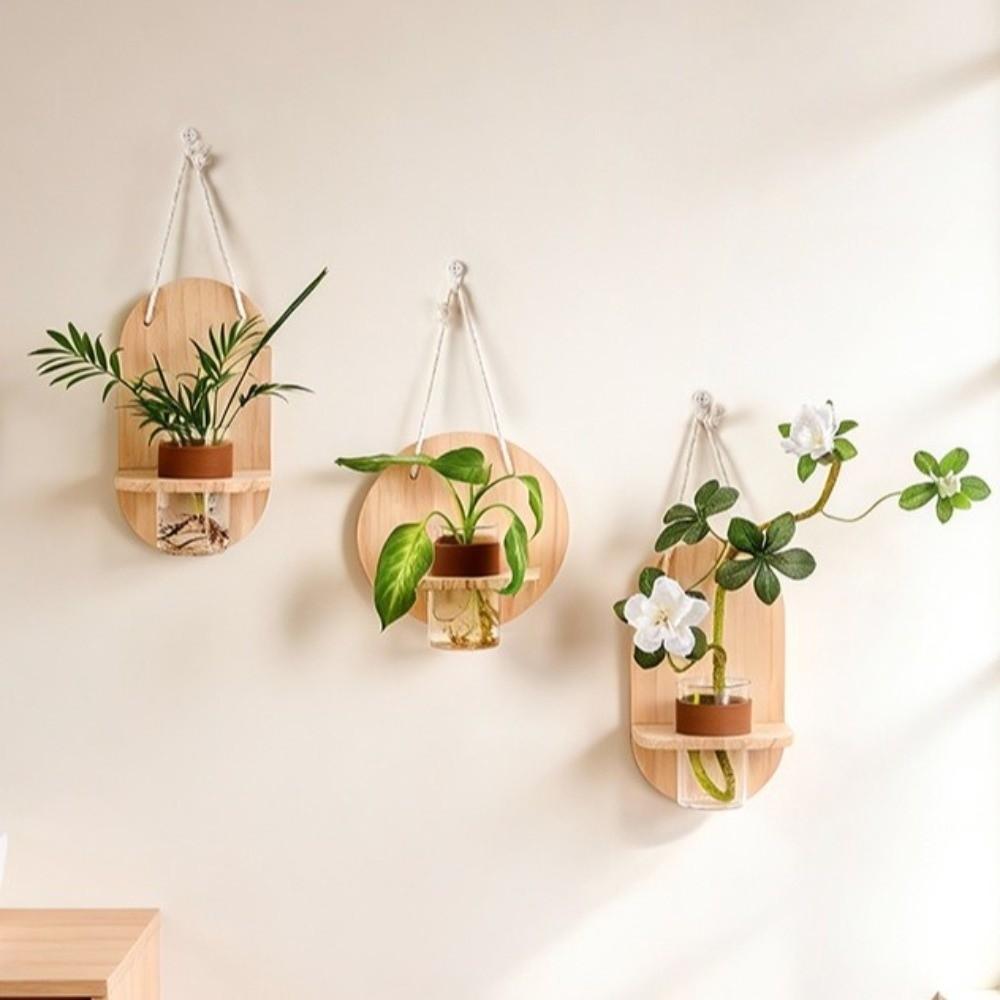 Vase Wall Mounted Planter Home Ornaments Flower Pot Hydroponic Planter Shelf Living Room