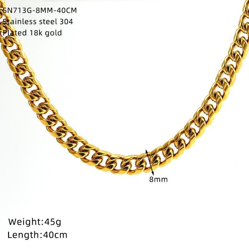 Men'S And Women'S Necklaces Hip-Hop Round Grinding Chains Vacuum Electroplated Gold Titanium Steel Jewelry Stainless Steel Necklaces