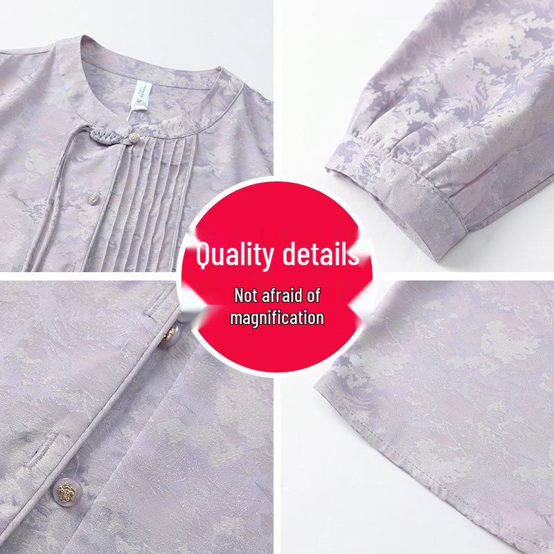 2026 Elegant Retro Jacquard Chinese Style Spring Top for Mothers, Perfect for Middle-Aged and Elderly Women