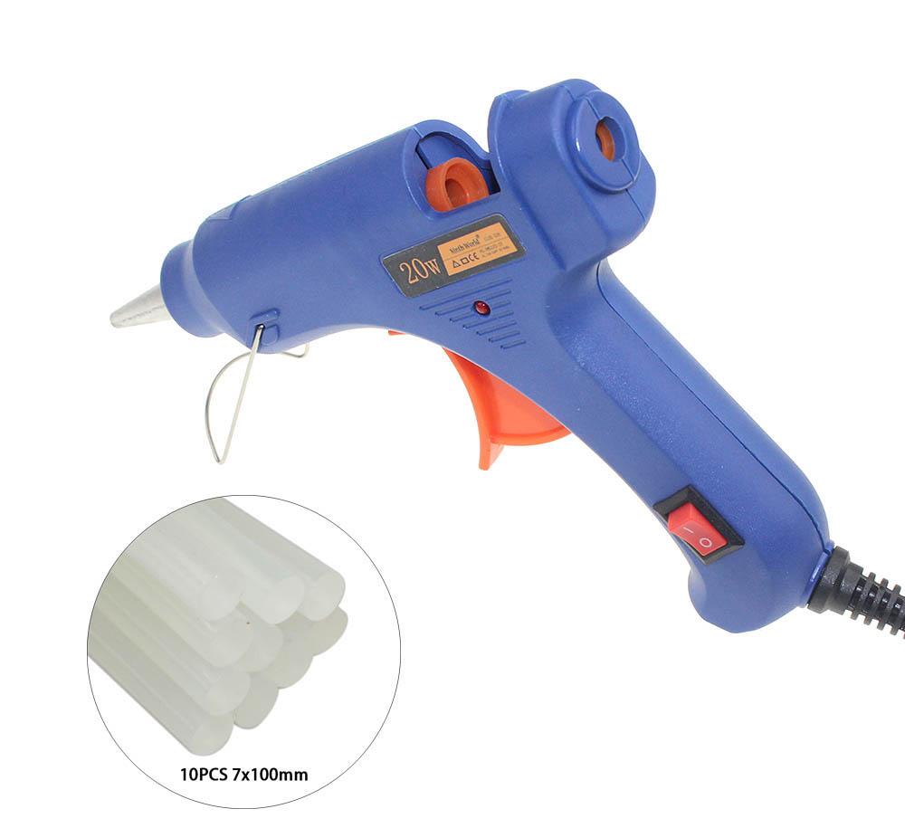 100-240V 20W Hot Melt Glue Gun - Electric Thermo Heat Repair Tool for Daily DIY & Small Repairs, With 10 Pcs 3-Color Glue Sticks