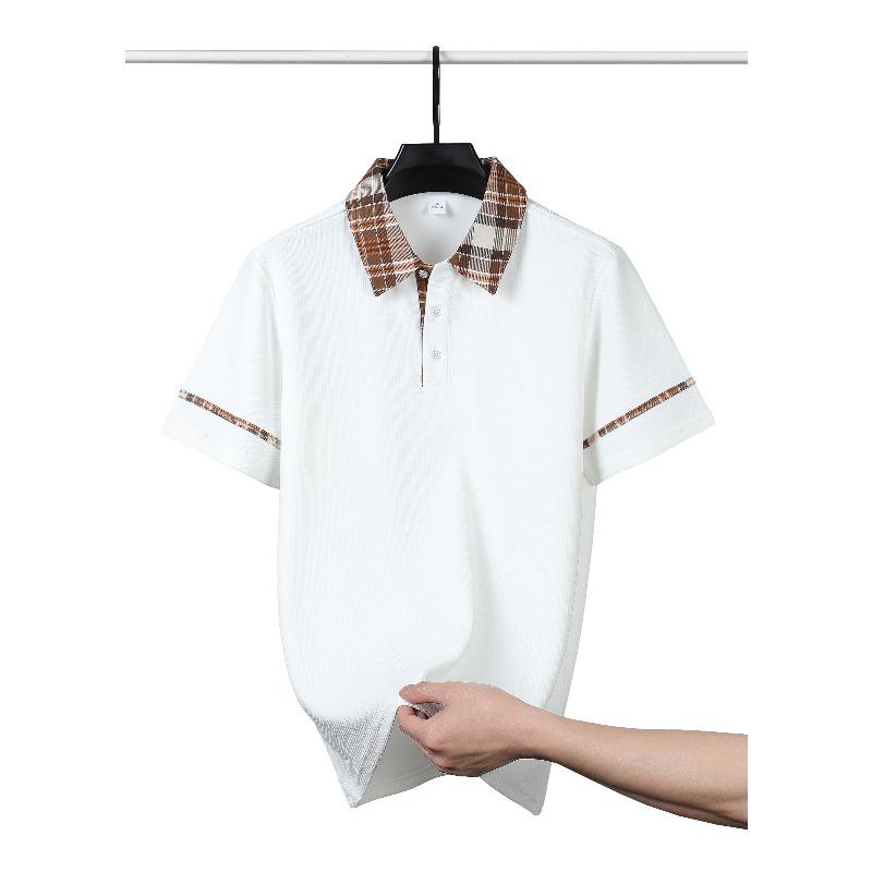 2026 Summer New Splicing Design Men's Business Casual Short Sleeve Polo Shirt Breathable and Versatile