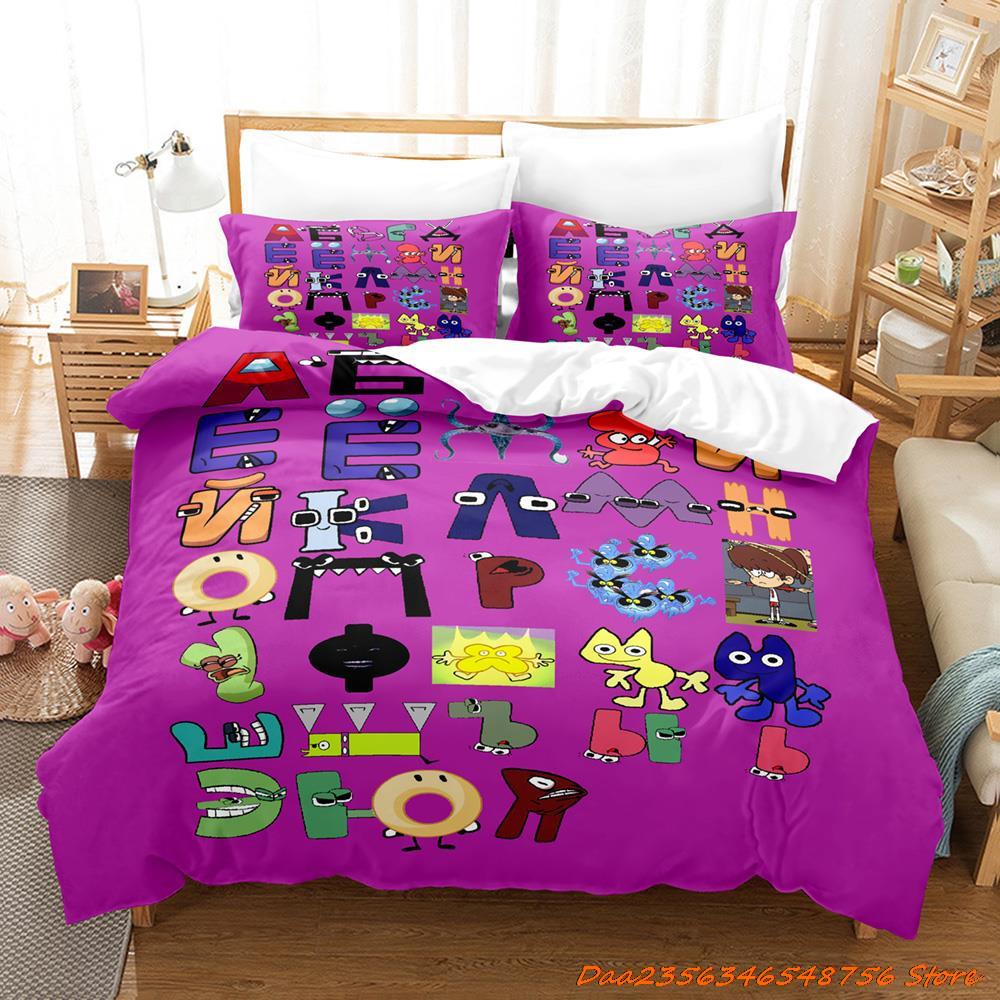 Comforter 26 Alphabet Lore Bedding Set Cartoon Anime Three-Piece Set Adult Kid Bedroom Duvet Sets Enlightenment 3D Print Kawaii