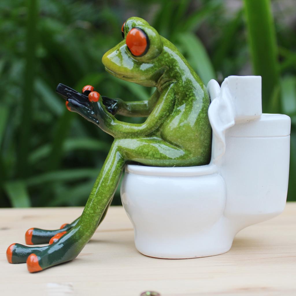 Resin 3D Craft Frog Figurine Office Desktop Decoration Collectible Ornament