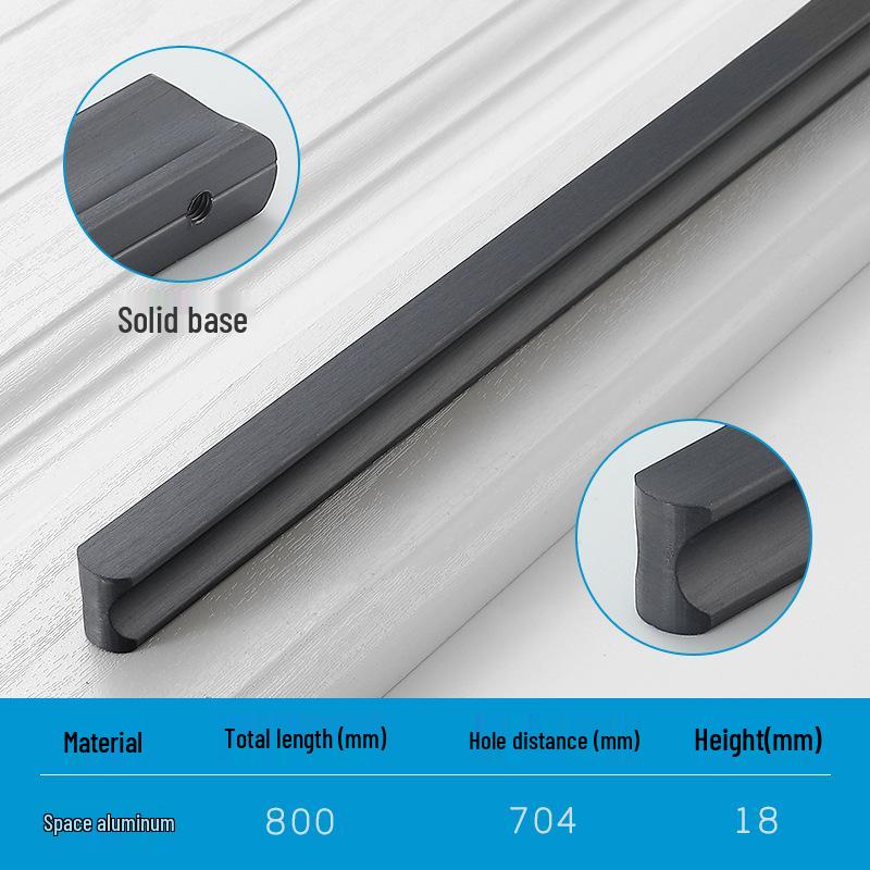 Modern Minimalist Gold Cabinet Handle, Light Luxury I-Shaped Black Drawer Pull