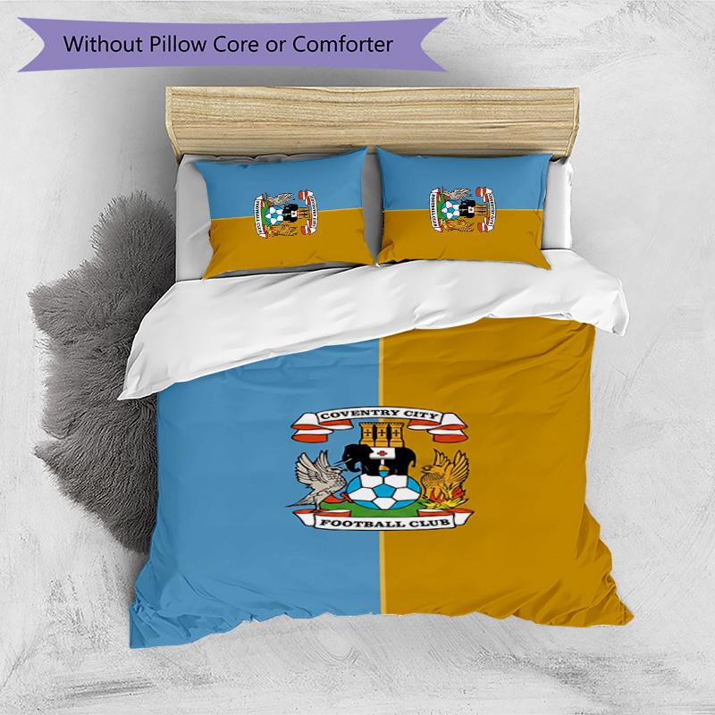 Coventry City Football Printed 3 Pieces Bedding Set, Comfortable Skin Friendly Bedroom Duvet Cover Set