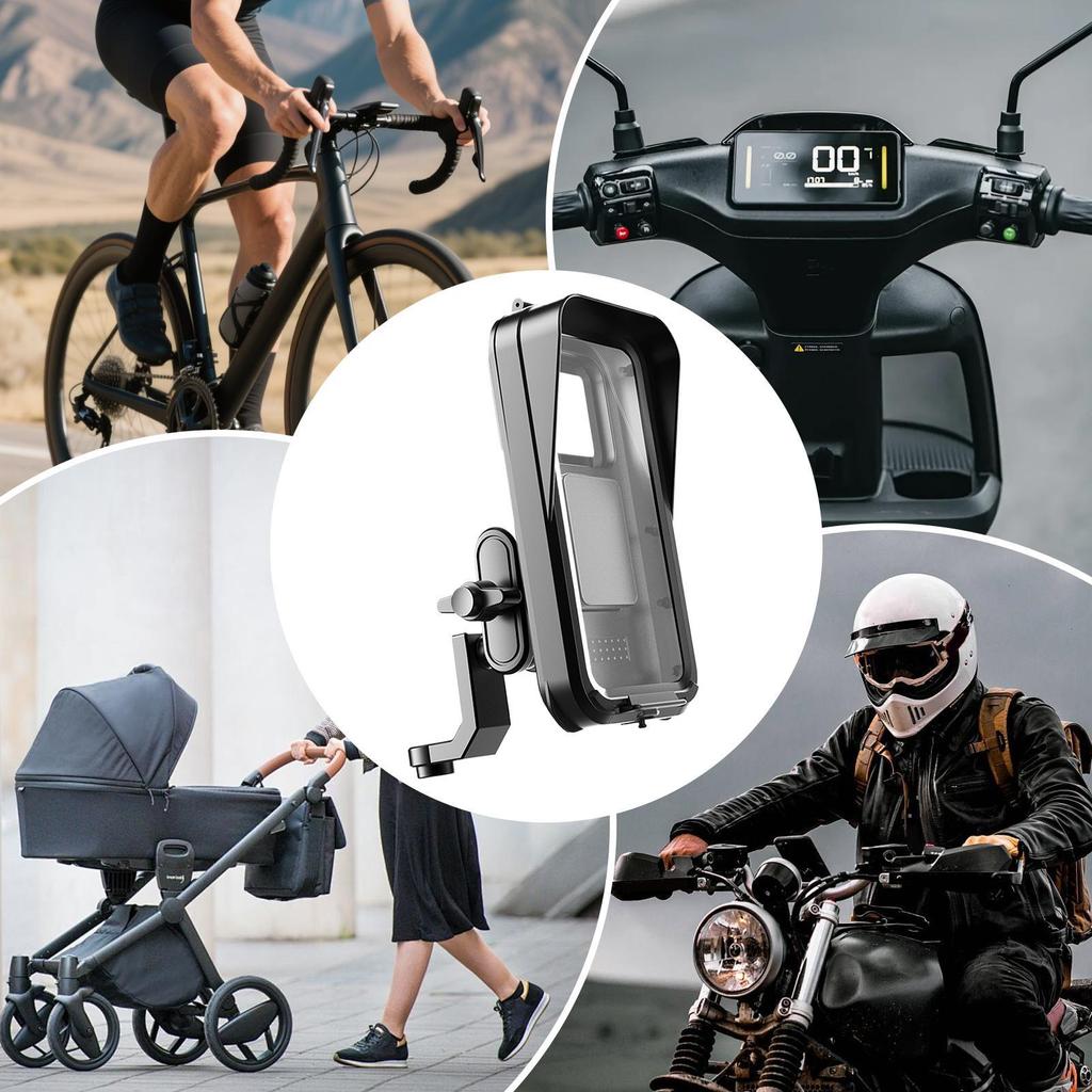 Electric Scooter Phone Holder Waterproof Bike Phone Holder With Rain Cover Cycling Supplies For Driving Road Navigation GPS