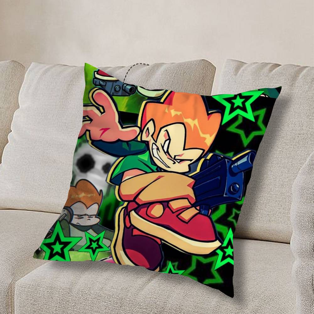 F-Friday Night Funkin cool Pillow Case Square Double-Sided Printing Short Plush Sofa Cushion Cover Bedroom Bedside Pillow