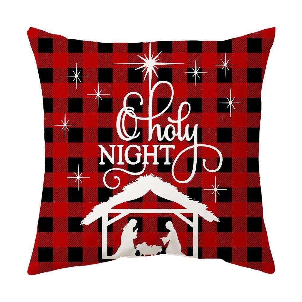 Christmas home decoration pillow cover Merry Christmas Snowman Christmas tree plaid printed cushion cover Sofa room decoration