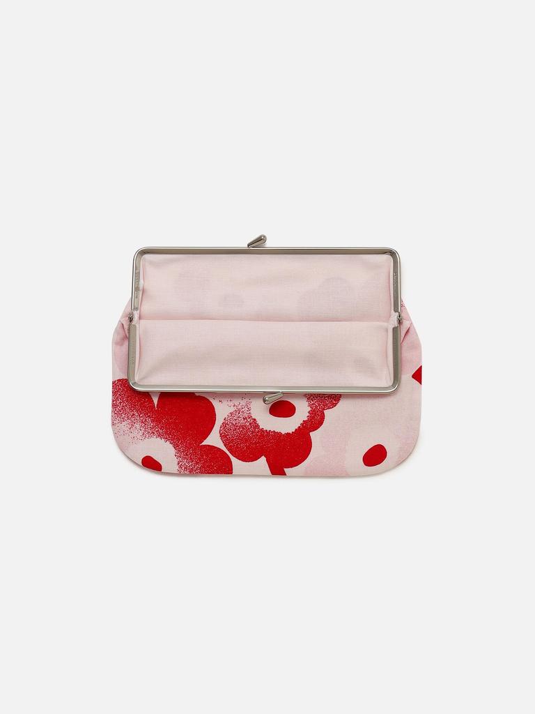 Marimekko Mini Unikko Haivahdys Puolikas Kukkaro Clasp Pouch, Women's, 52152259473821, Light Pink and Red