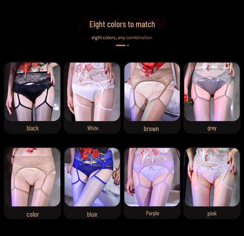 Ciorapi cu jartieră Aurora Dantelă Ultra-Subțire cu Vârf Negru și Croi Deschis