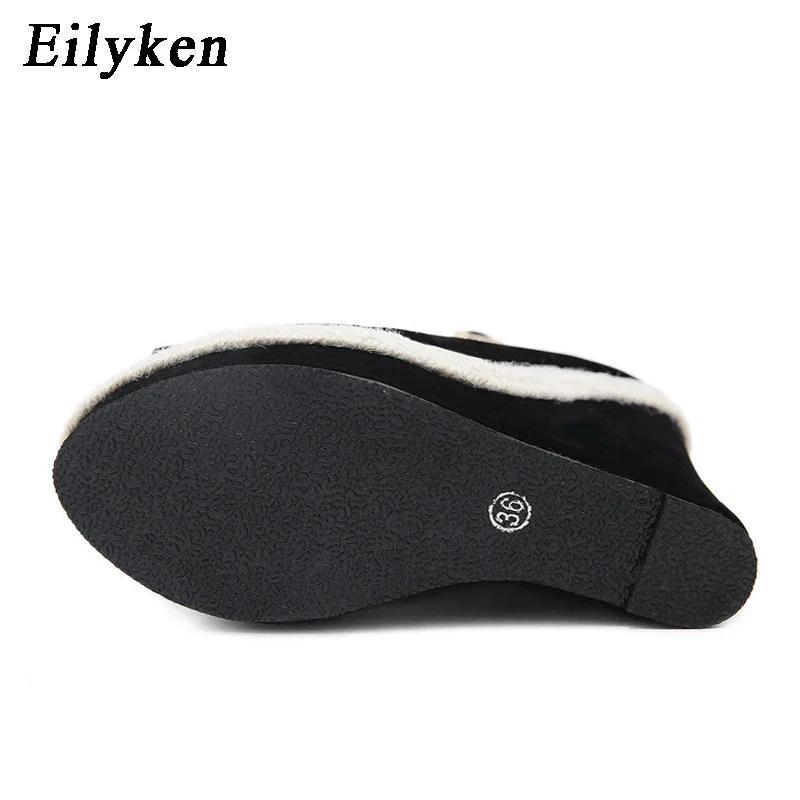 Fashion Eilyken Summer Street Style Peep Toe Solid Platform Wedges Sandals High Heels Women Straw Party Ankle-Wrap Shoes