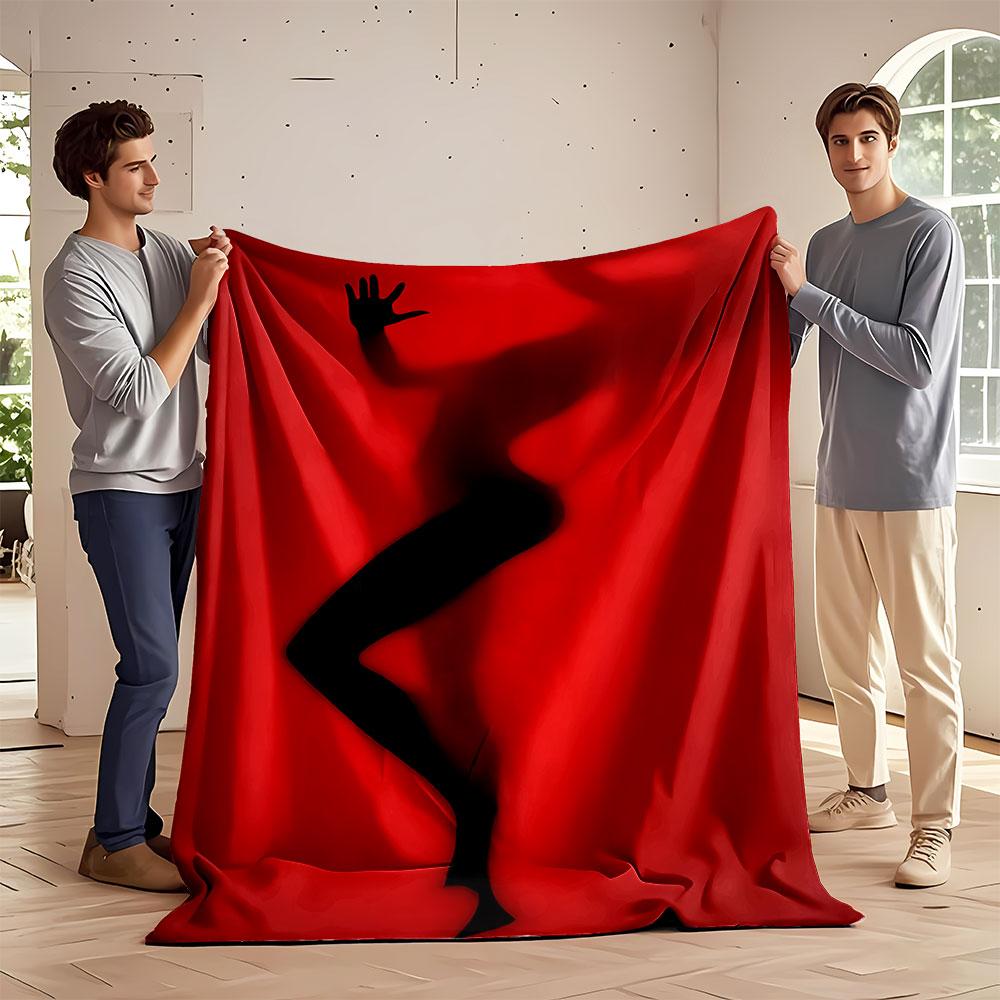Silhouette On Red Background for All Seasons Blanket Lunch Break Throw Gift