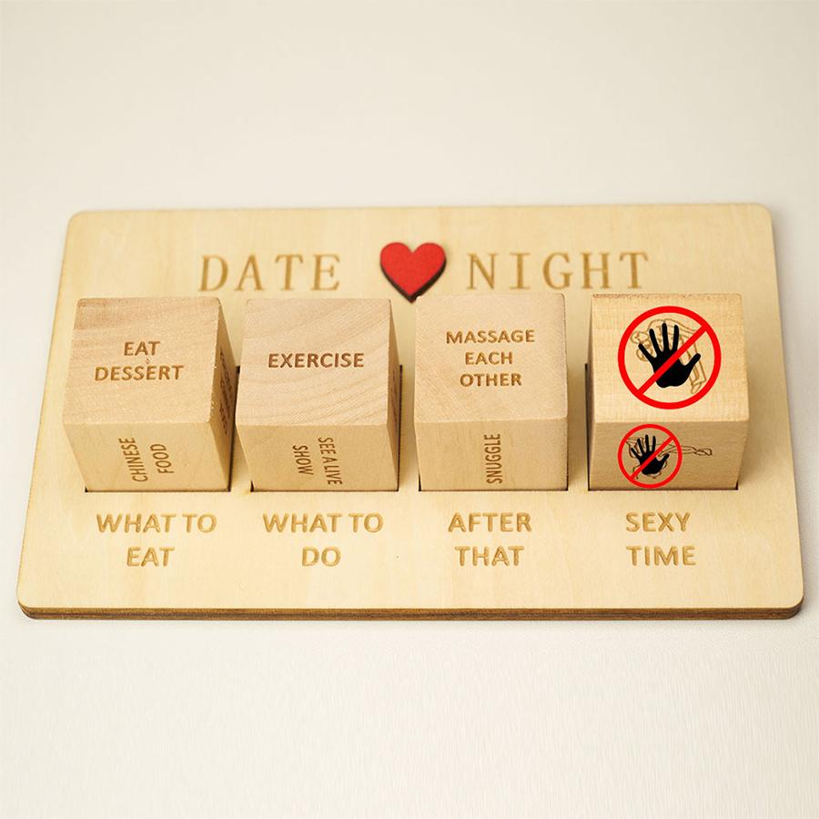 Date Night Dice, Take Out Dice For Couples, Portable Couple Wooden Dice Kit For Adults Women Men Husband Girlfriend Boyfriend Ch