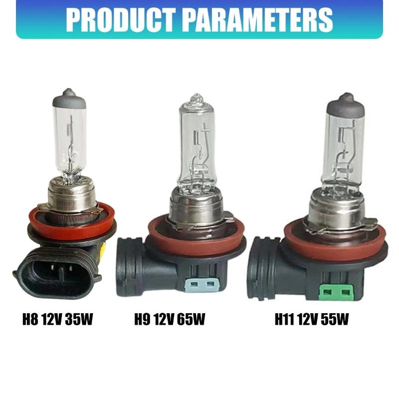 H8/H9/H11 12V Automotive Halogen Headlight Bulb for Front Lamp High Low Beam Fog Light Replacement