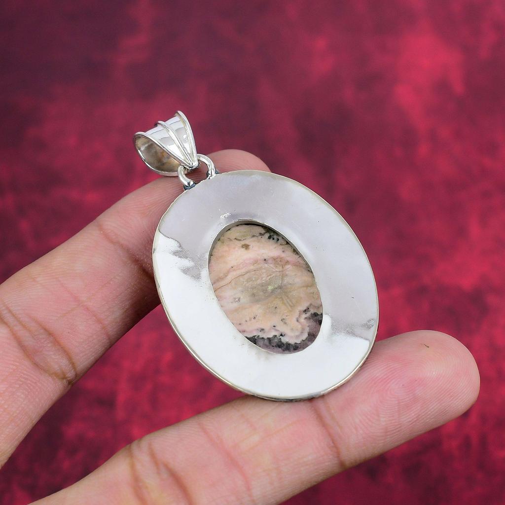 Rhodochrosit Schmuck, 925 Massiv Sterlingsilber, Schöner Edelsteinschmuck, Handgefertigter Kettenanhänger, Geschenk für Mädchen
