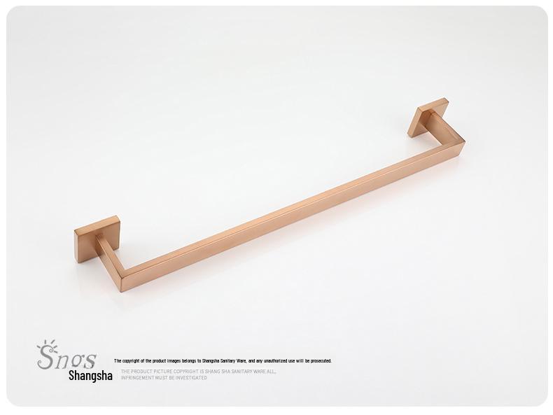 Brushed Rose Gold 304 Stainless Steel Bathroom Set: Towel Rack, Towel Ring, Paper Towel Holder, Hook.
