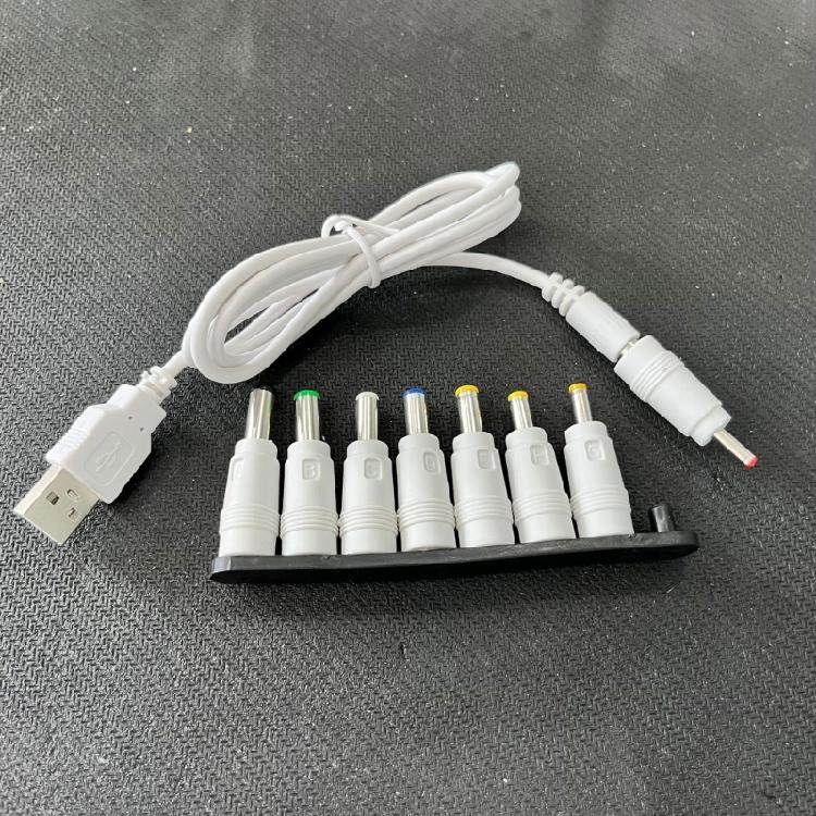 Flexible USB to DC5V Power Cord with 8 Interchangeable Connectors