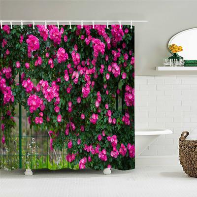 Cortinas de Chuveiro Impermeáveis Flores Frescas Rurais Cortina de Banheiro Floral Parede Divisória de Banheira Grande 300X180 Cortina de Chuveiro Com Ganchos