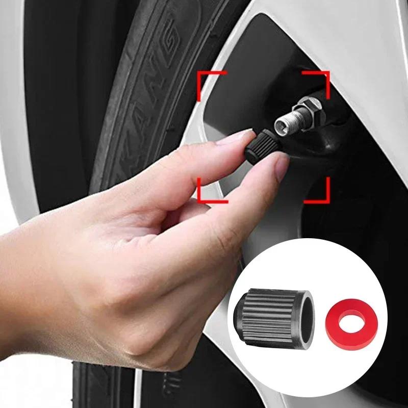 Car Tire Valve Plastic Black Bike Tyre Valve Caps O Rubber Ring Covers Dome Shape Dust Valve for Auto Motorcycle Cap Decor