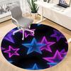 1pc Neon Star Decor Chair Carpet for Office, Round Polyester Mat, Indoor Decor for Office, Easycare Fabric, Washable Non-slip Area Carpet