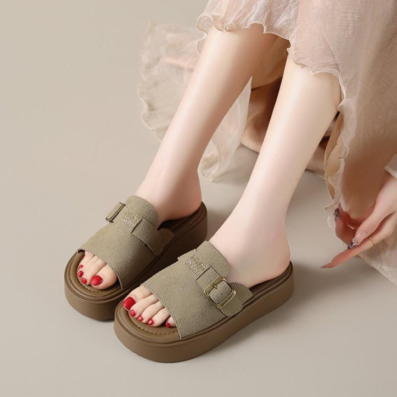 Thick-soled Bag Head Half Slippers Women's Summer New Sandals Wear Retro Lazy One Pedal Beach Shoes