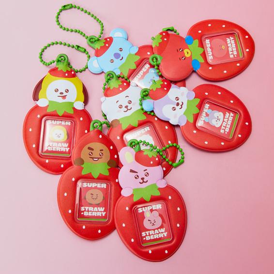 BT21 Mini Photo Holder Key Ring Strawberry Party ver.