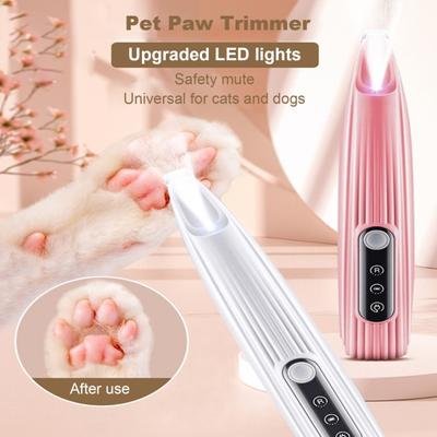 Huisdierpoottrimmer met LED-licht Huisdierprecisietrimmer Geluidsarme draadloze tondeuse USB-oplaadbare huisdierhaartrimmer