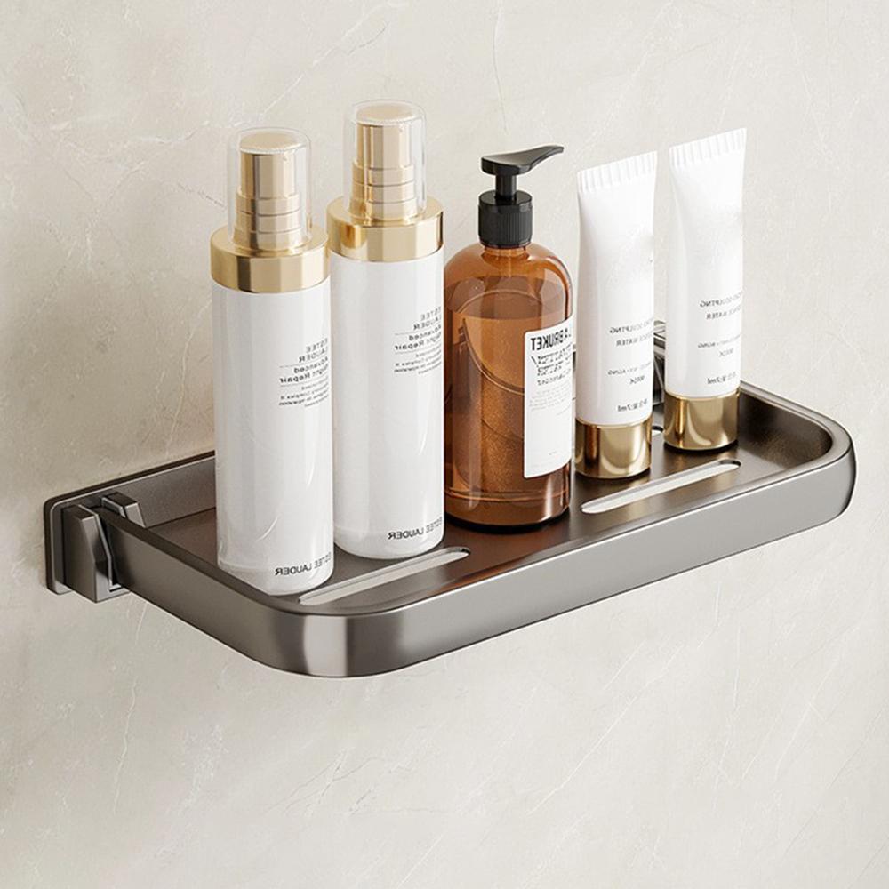 

Folding Bathroom Shelf 30cm Wall Mounted Storage Rack Waterproof No Drill Washroom Display Holder
